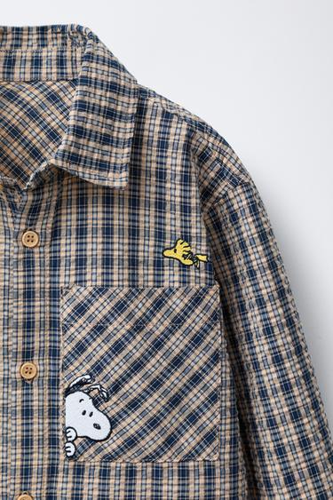CHEMISE MOTIF CARREAUX SNOOPY PEANUTS™ - Bleu de Zara - Image 2