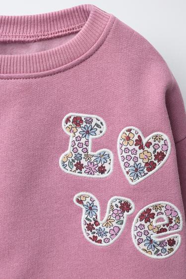 FLORAL RIBBED JOGGING SWEATSHIRT AND LEGGINGS SET - Pink by Zara - Image 2