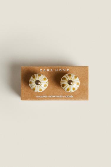 LOT BOUTONS DE PORTE CÉRAMIQUE FLEUR (LOT DE 2) - Moutarde de Zara - Image 3