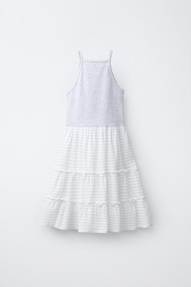 RIBBED DRESS WITH RUFFLES - White / Grey by Zara - Image 1