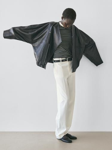 Zara Leather bomber jacket - Black