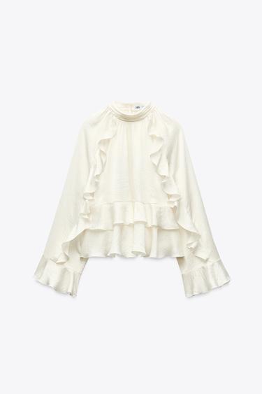 BLOUSE WITH RUFFLES - Ecru by Zara - Image 3