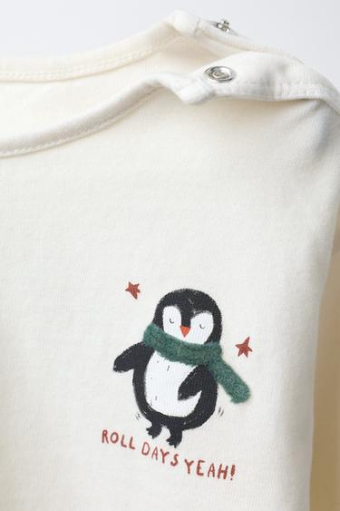 SOFT PENGUIN T-SHIRT - Ecru by Zara - Image 2