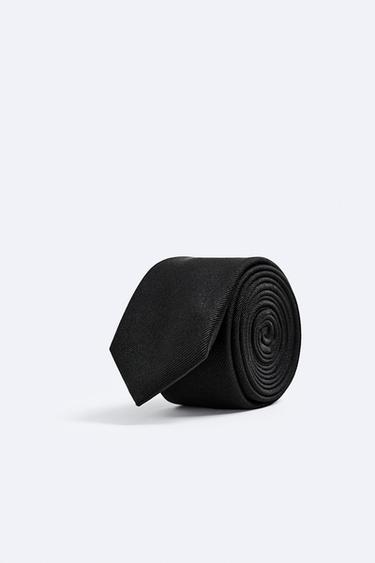 CORBATA ESTRECHA 100% SEDA - Negro de Zara