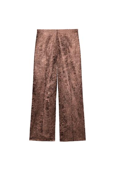 بنطلون CULOTTE بمظهر مجعد - نحاس الخاص بـ Zara