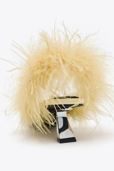 METALLIC FEATHER HIGH-HEEL SANDALS - Yellow by Zara - Image 8