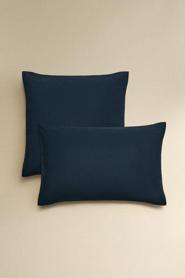 WASHED COTTON PERCALE PILLOWCASE X SOCIETY LIMONTA - Blue by Zara