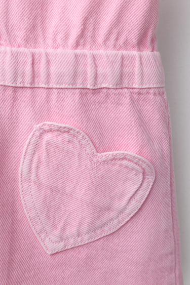 TWILL PLAYSUIT WITH HEART POCKETS - Pink by Zara - Image 3