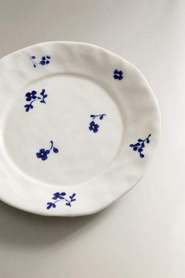 FLORAL PORCELAIN SIDE PLATE - White / Navy by Zara - Image 2