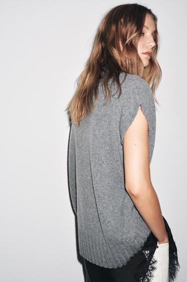 OVERSIZE WOOL-BLEND KNIT WAISTCOAT - Grey by Zara - Image 3