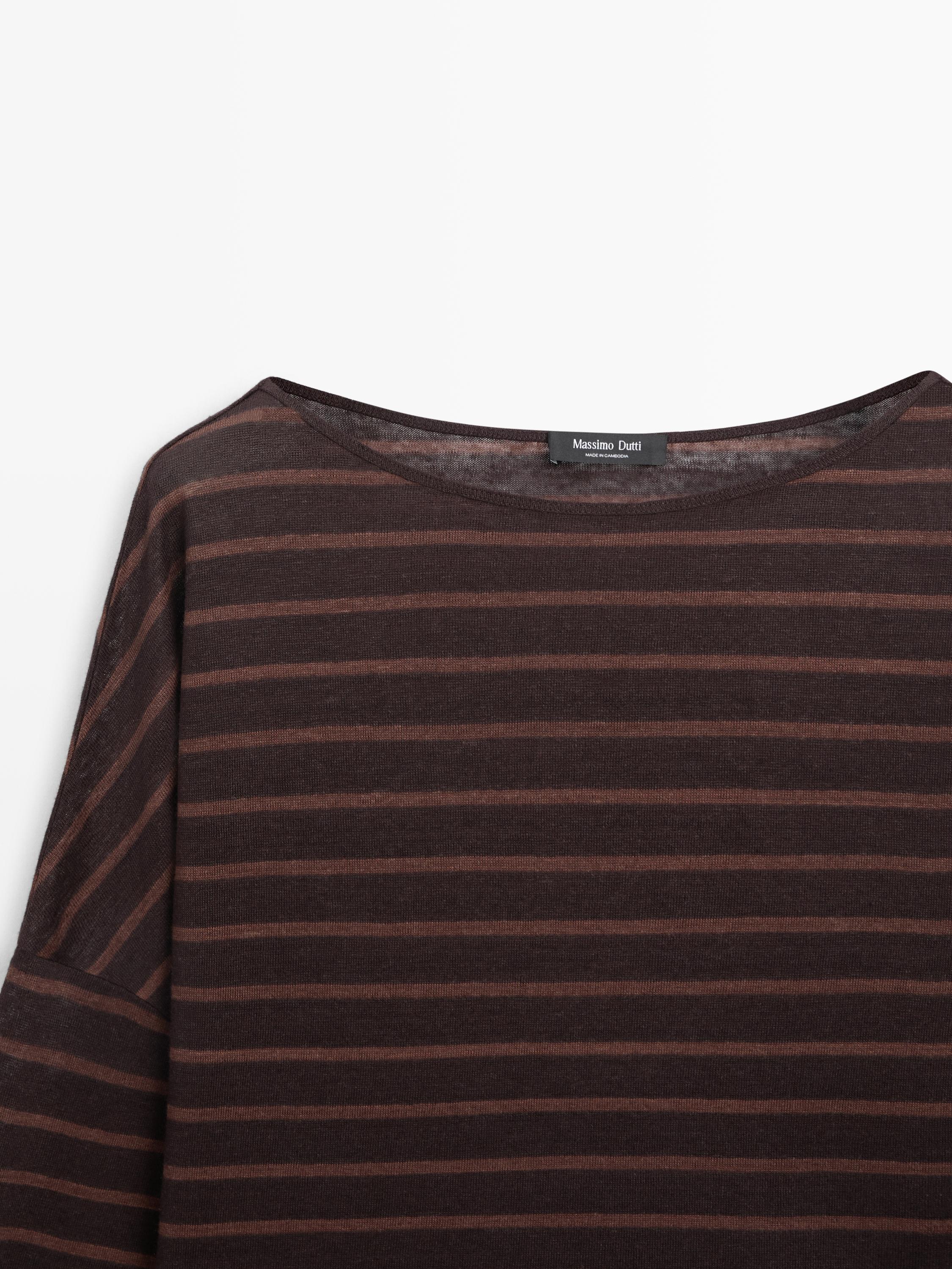 T-shirt en maille rayée lin