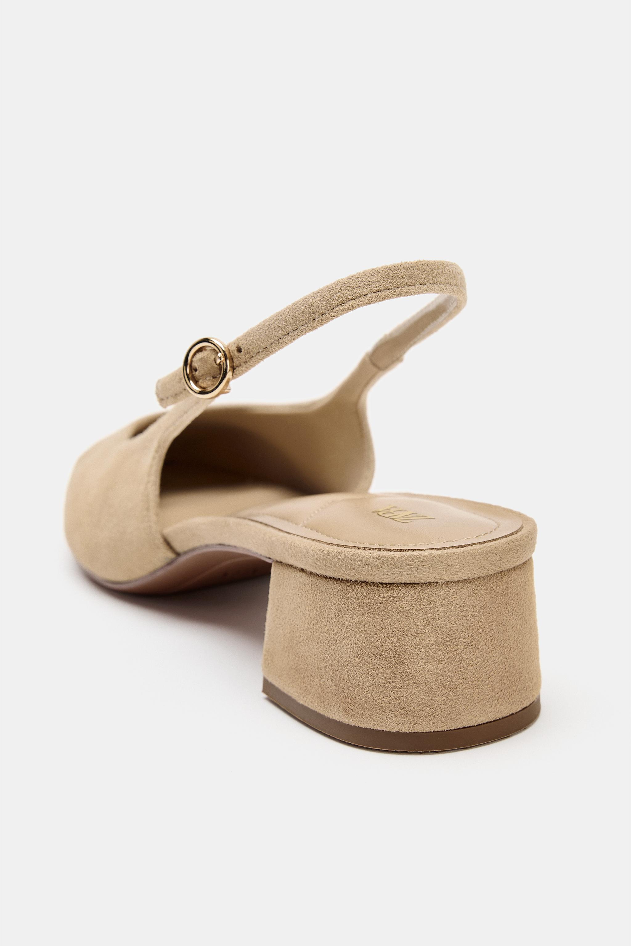 Обувь Zara SPLIT SUEDE SLINGBACK SHOES — фото 5