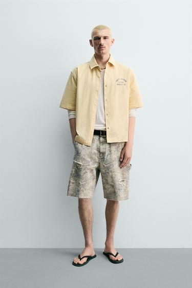 BOXY FIT SLOGAN PRINT SHIRT - Sand by Zara - Image 0
