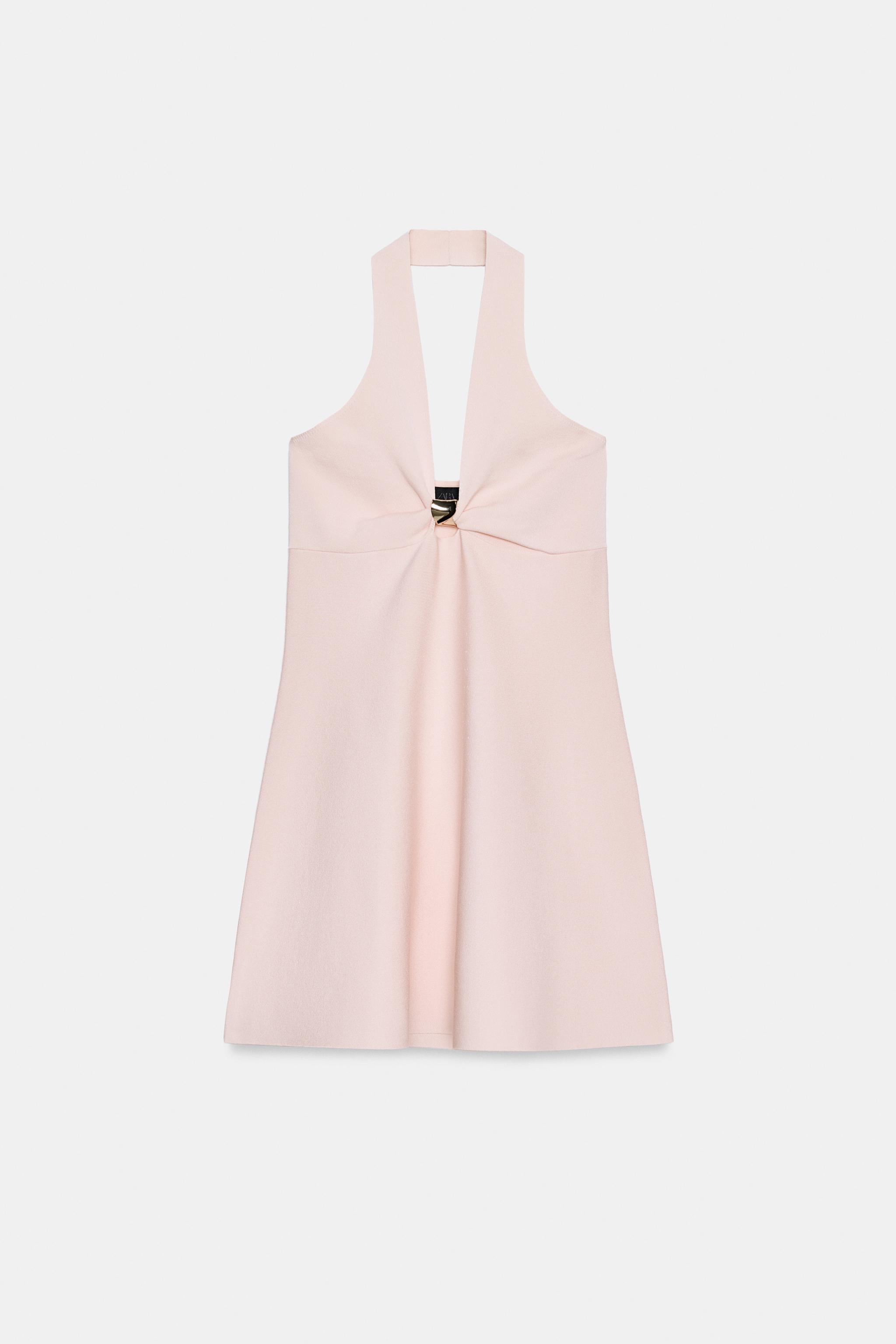SHORT KNIT DRESS WITH GOLDEN TRIM