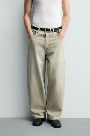 JEANS STRAIGHT FIT CONTRASTE - Gris / Beige de Zara