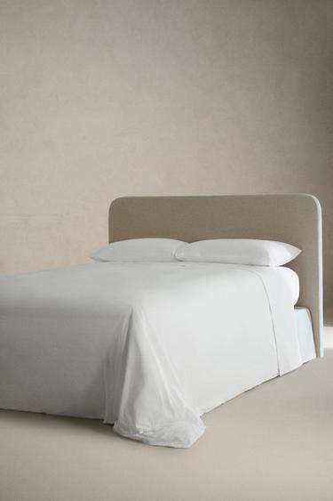 DRY FEEL COTTON PERCALE FITTED SHEET | 40 CM HIGH (500 THREAD) - White by Zara - Image 1
