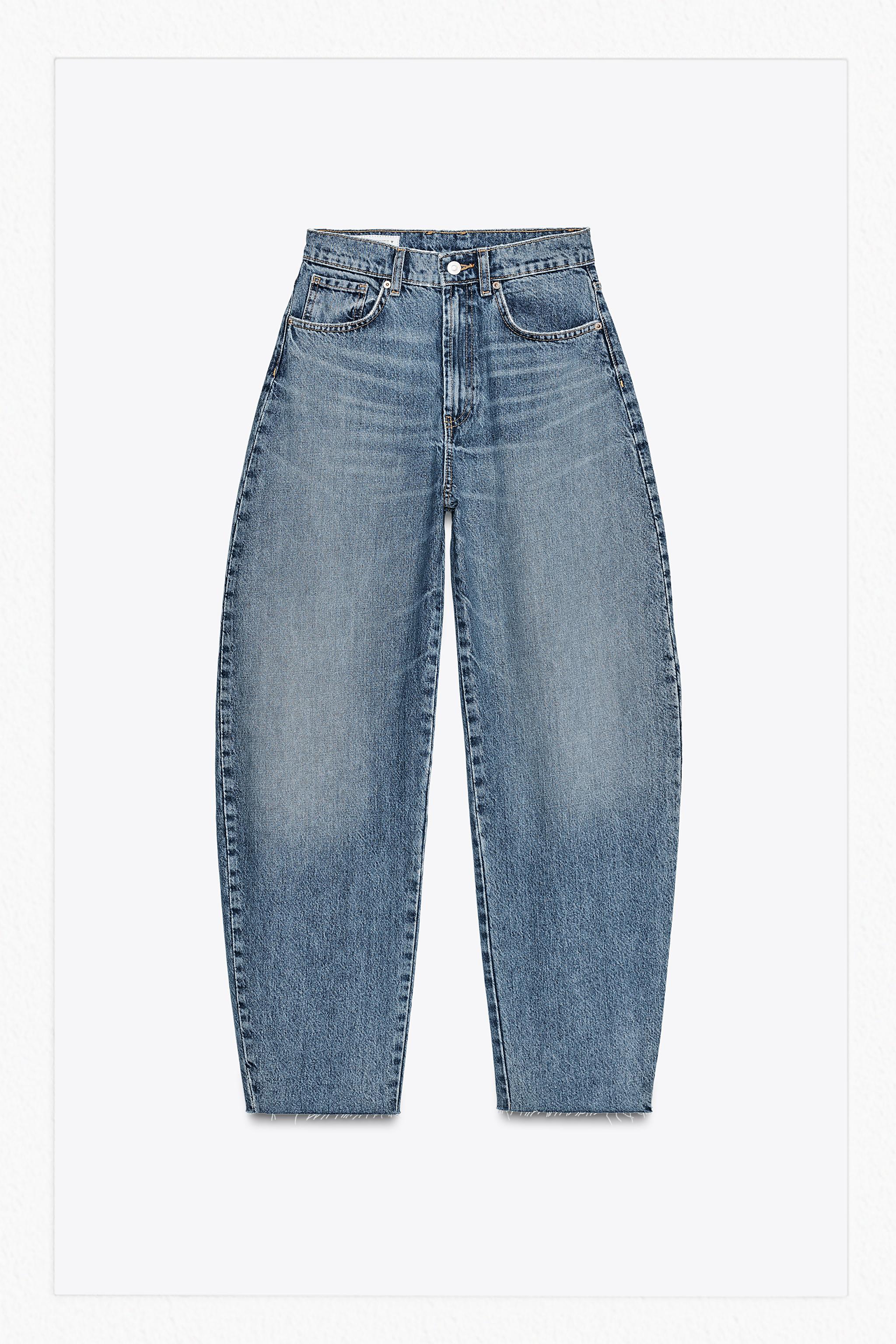 ZARA｜リラックスハイウエストジーンズ リボンラインストーン付 リラックス オーバーサイズ ラインストーン ハイウエスト