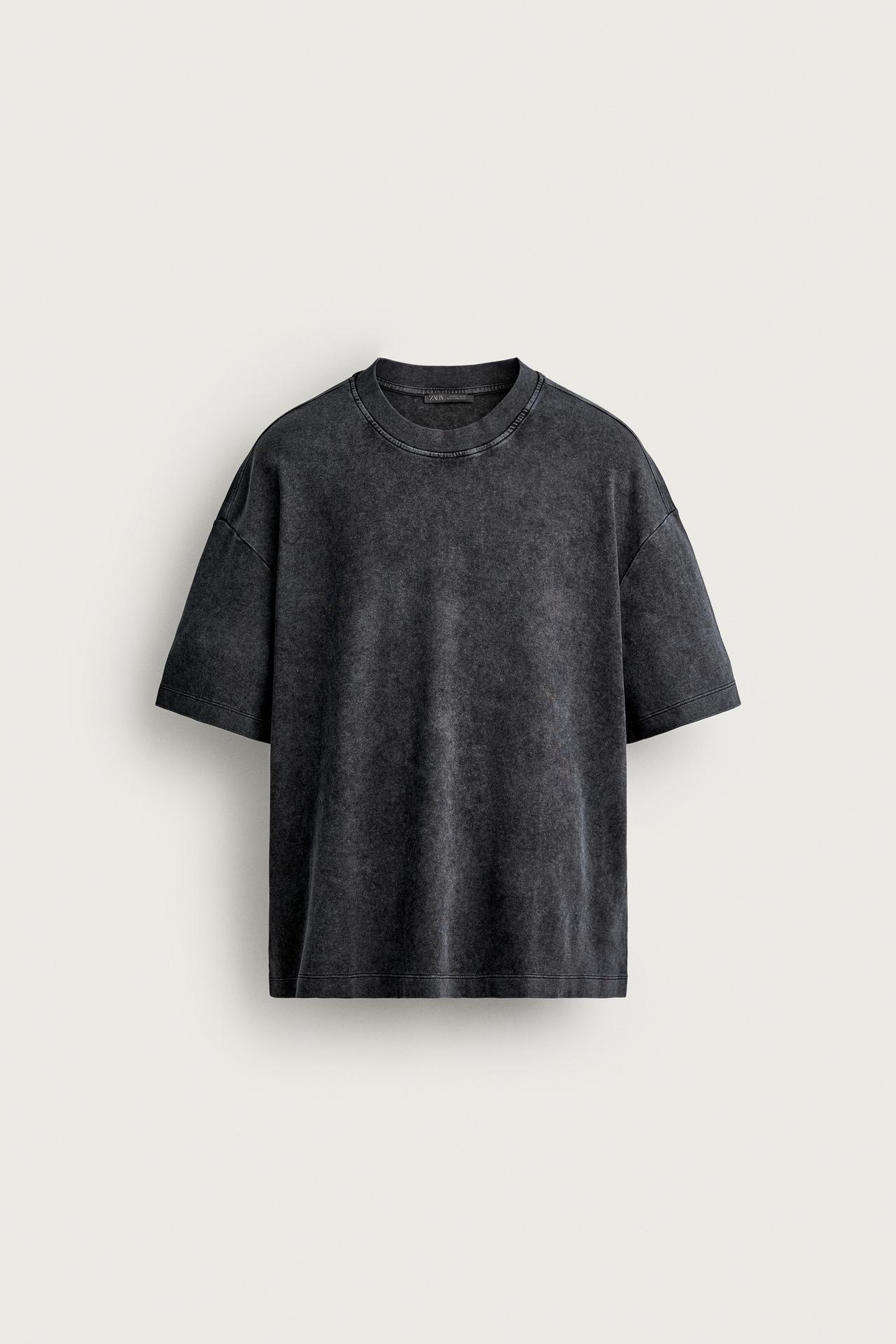 BASIC WASHED RELAXED FIT T-SHIRT — Dark grey