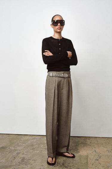 TOP PANADERO PUNTO - Negro de Zara