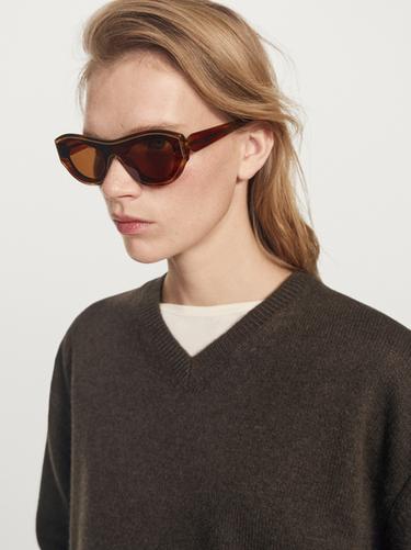 Zara Oversize V-neck knit sweater - Dark brown