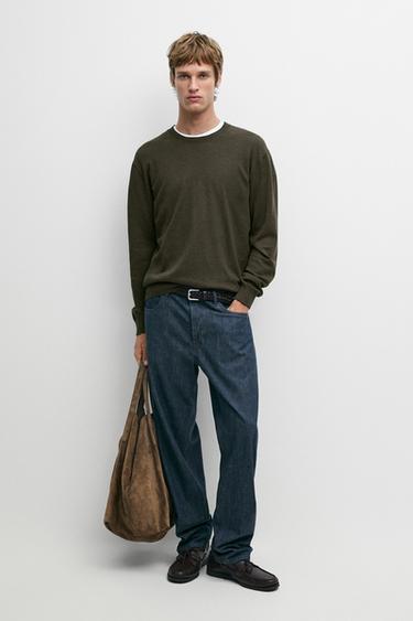 Zara Cotton blend knit sweater - BOTTLE GREEN - Image 0