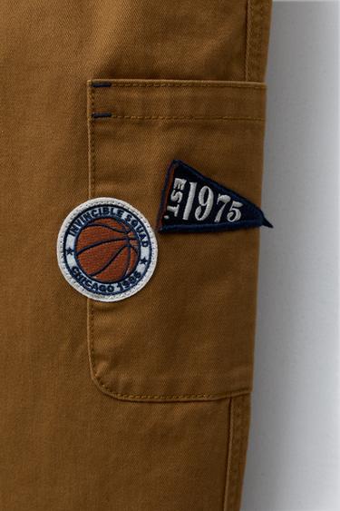 Zara PATCH CARGO PANTS - Toffee