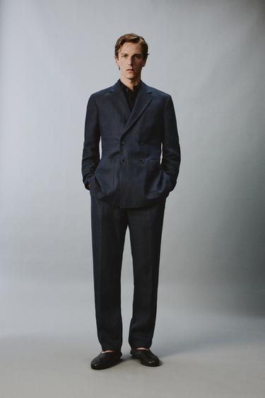 PANTALÓN TRAJE ESPIGA 100% LINO - Índigo de Zara