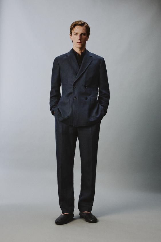 100% LINEN HERRINGBONE SUIT PANTS from Zara - $119