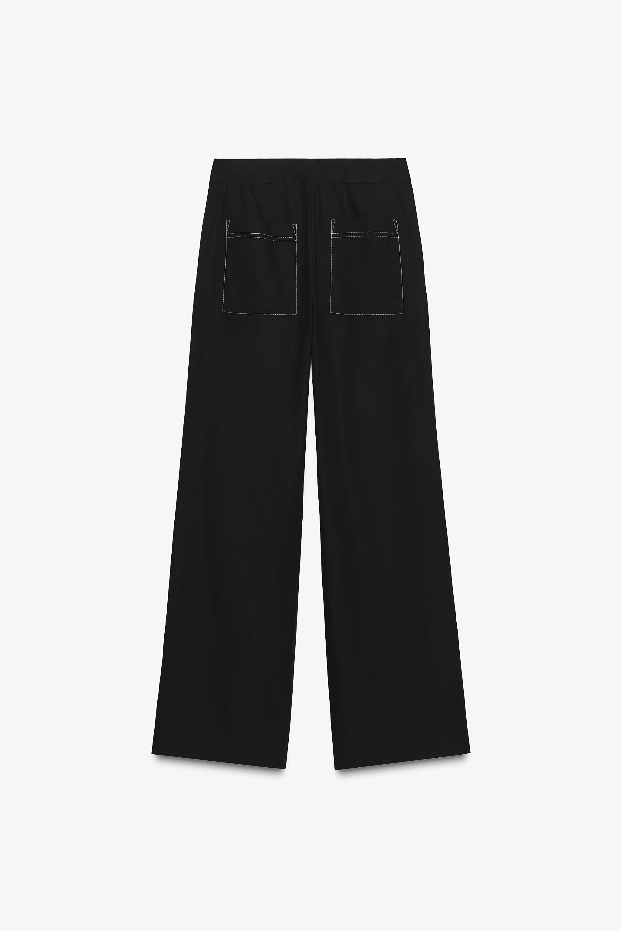 PANTALON DROIT SURPIQÛRES CONTRASTE
