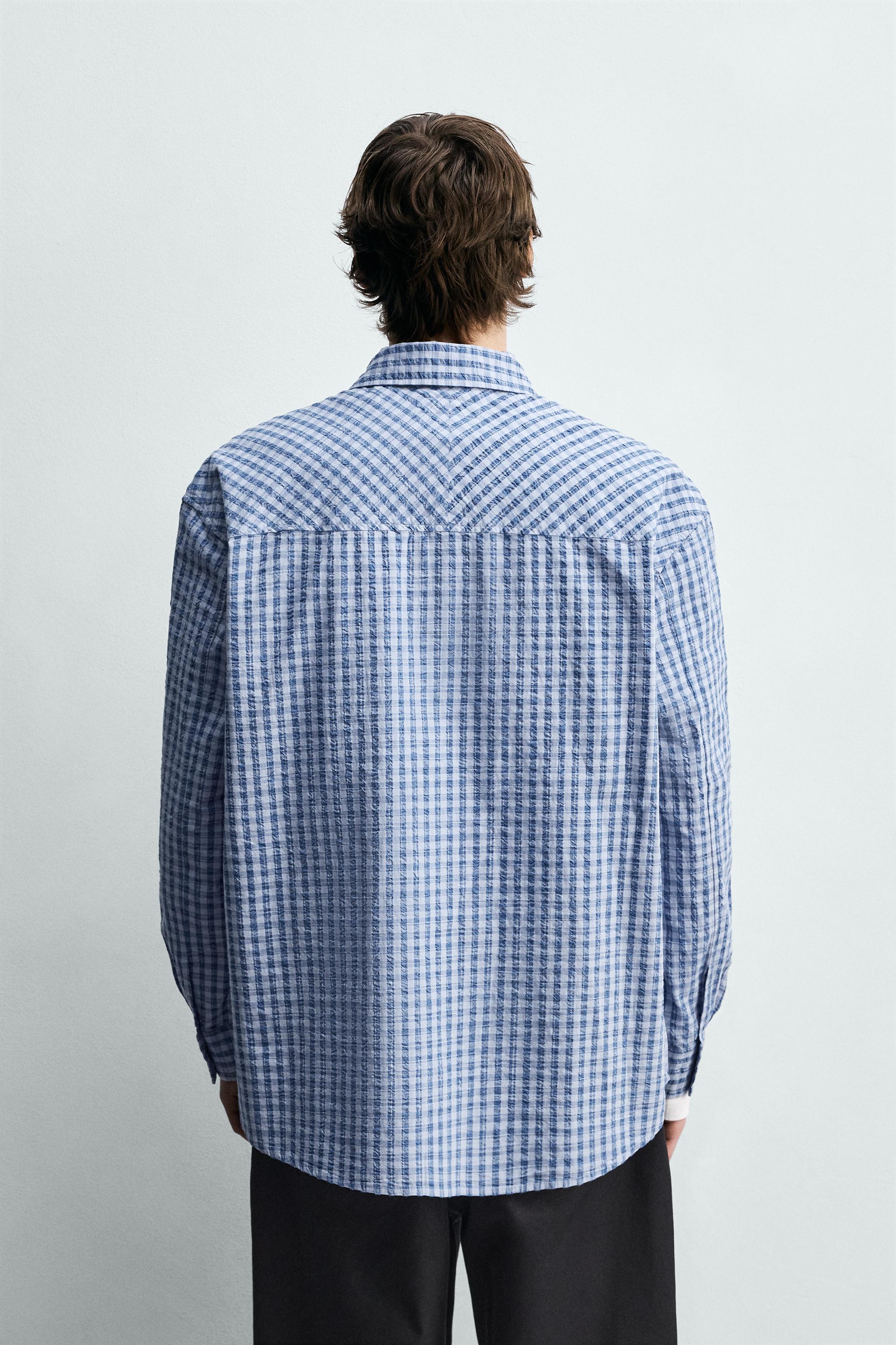 CHEMISE RELAXED FIT À CARREAUX TEXTURÉE