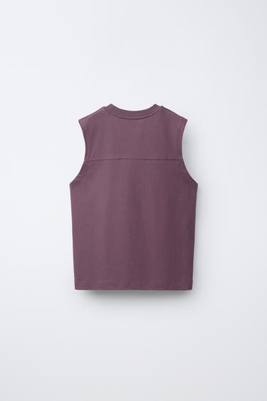 ENSEMBLE JOGGING T-SHIRT ET BERMUDA À INSCRIPTION - mauve cassé de Zara - Image 2