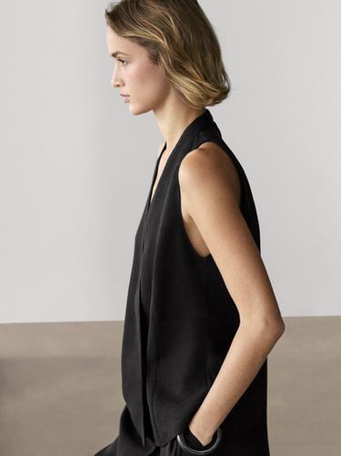 Veste croisée à boutons - Noir de Zara