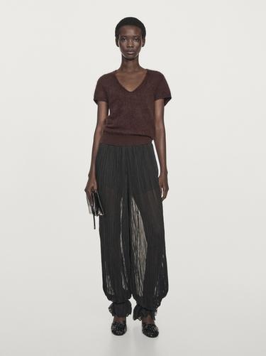 Zara Wool and cashmere V-neck knit sweater - Burgundy