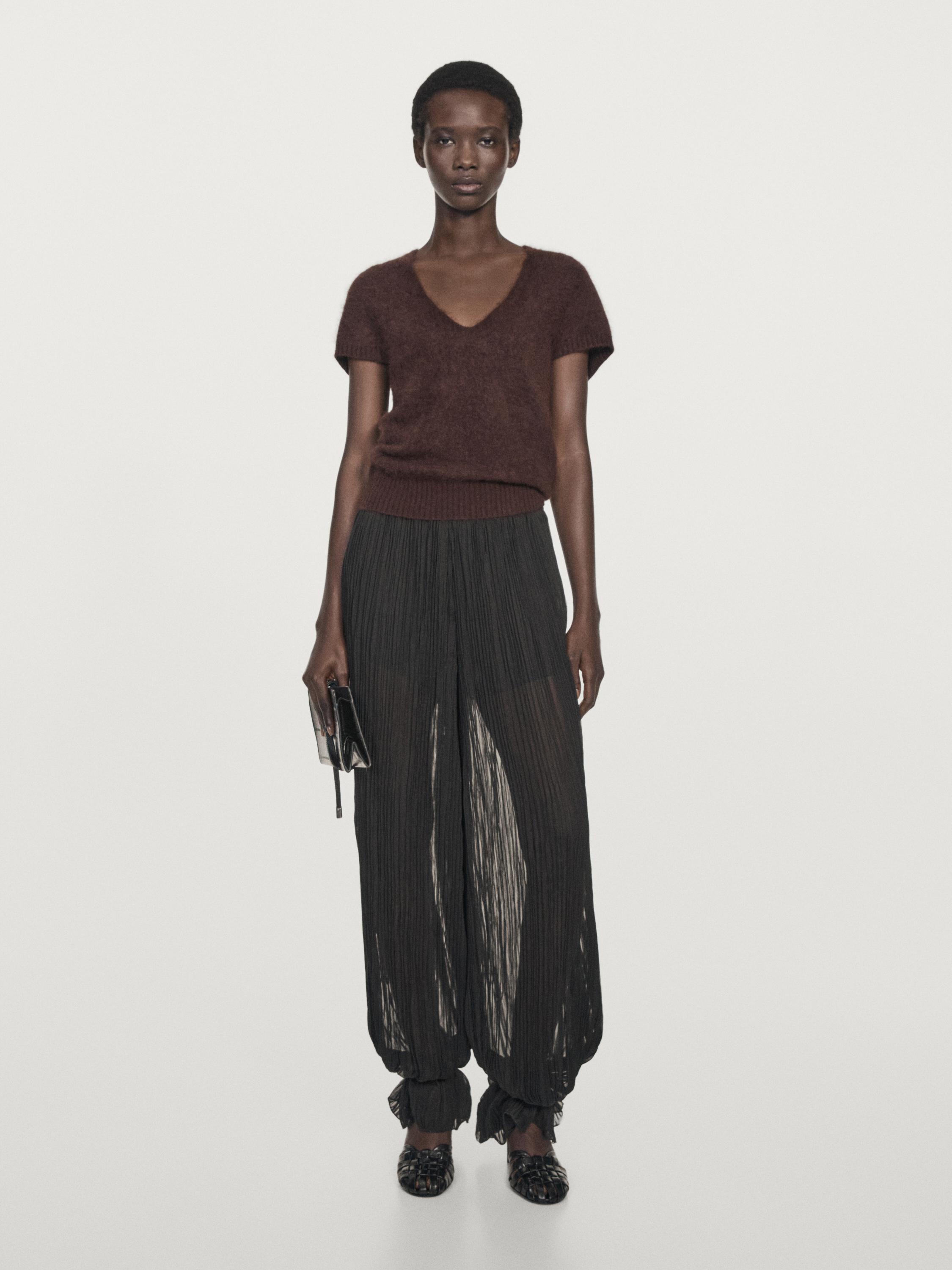 Pull col V en maille de laine et cachemire