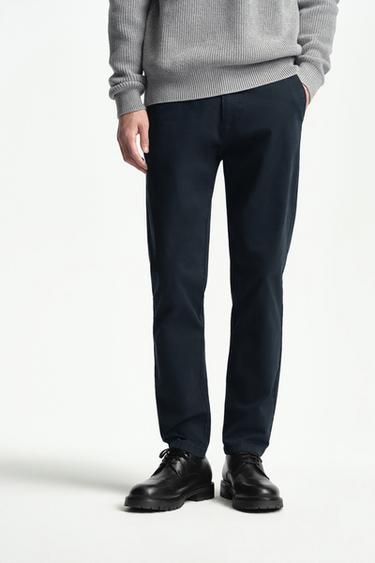 SKINNY FIT CHINO TROUSERS - Navy blue by Zara