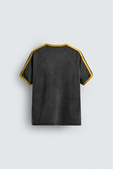 T-SHIRT CÔTELÉ CONTRASTE INSCRIPTION - Anthracite foncé de Zara - Image 7