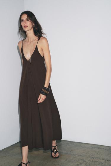 ZW COLLECTION LONG DRESS - Dark brown by Zara - Image 4