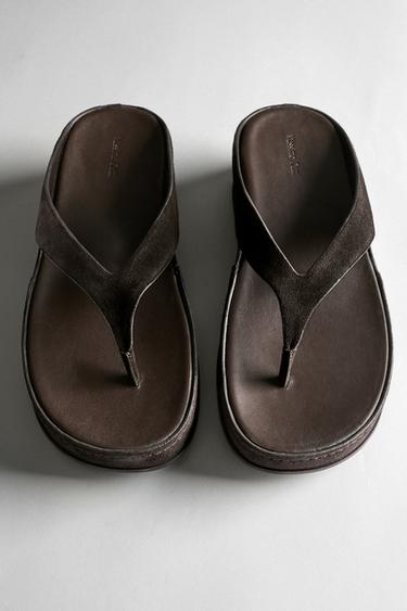 Zara Leather platform sandals - Brown - Image 0