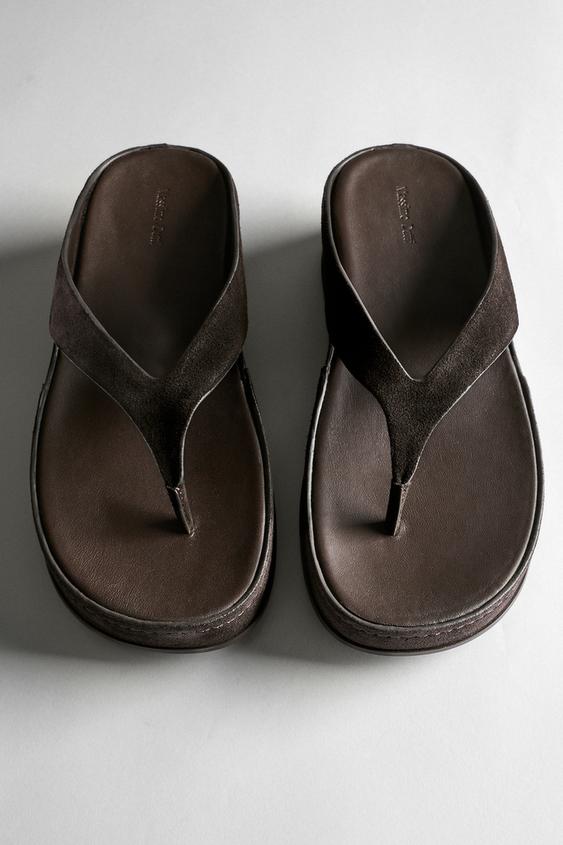 Zara Leather platform sandals - Brown - Image 0