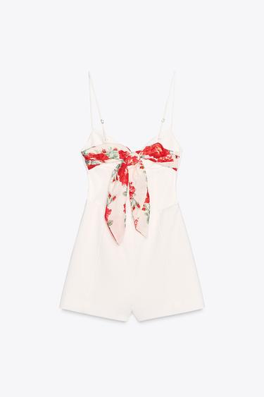 COMBI-SHORT AJOURÉ FOULARD - Blanc de Zara - Image 7