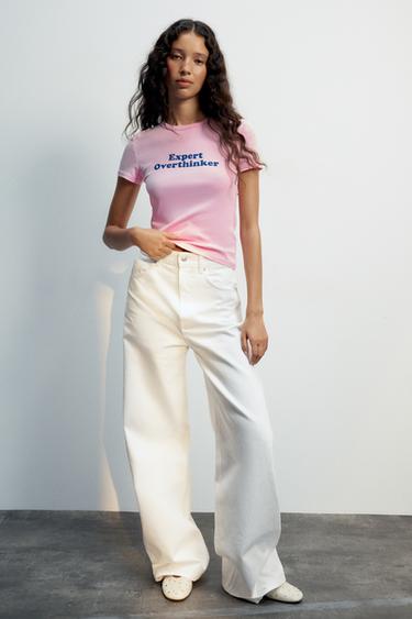 CAMISETA MANGA CORTA TEXTO - Rosa de Zara - Imagen 0