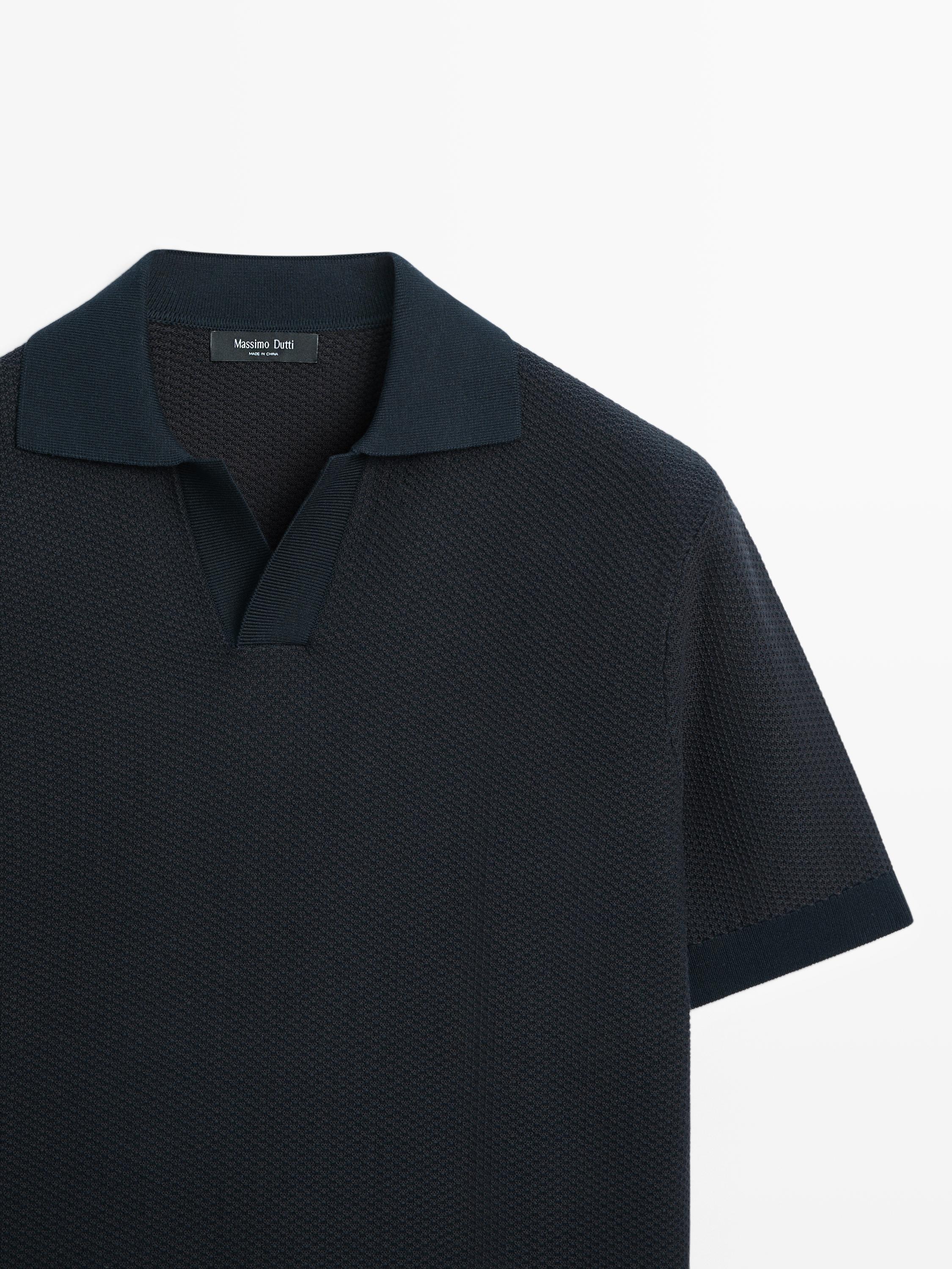 Pull polo en maille texturée 100 % coton