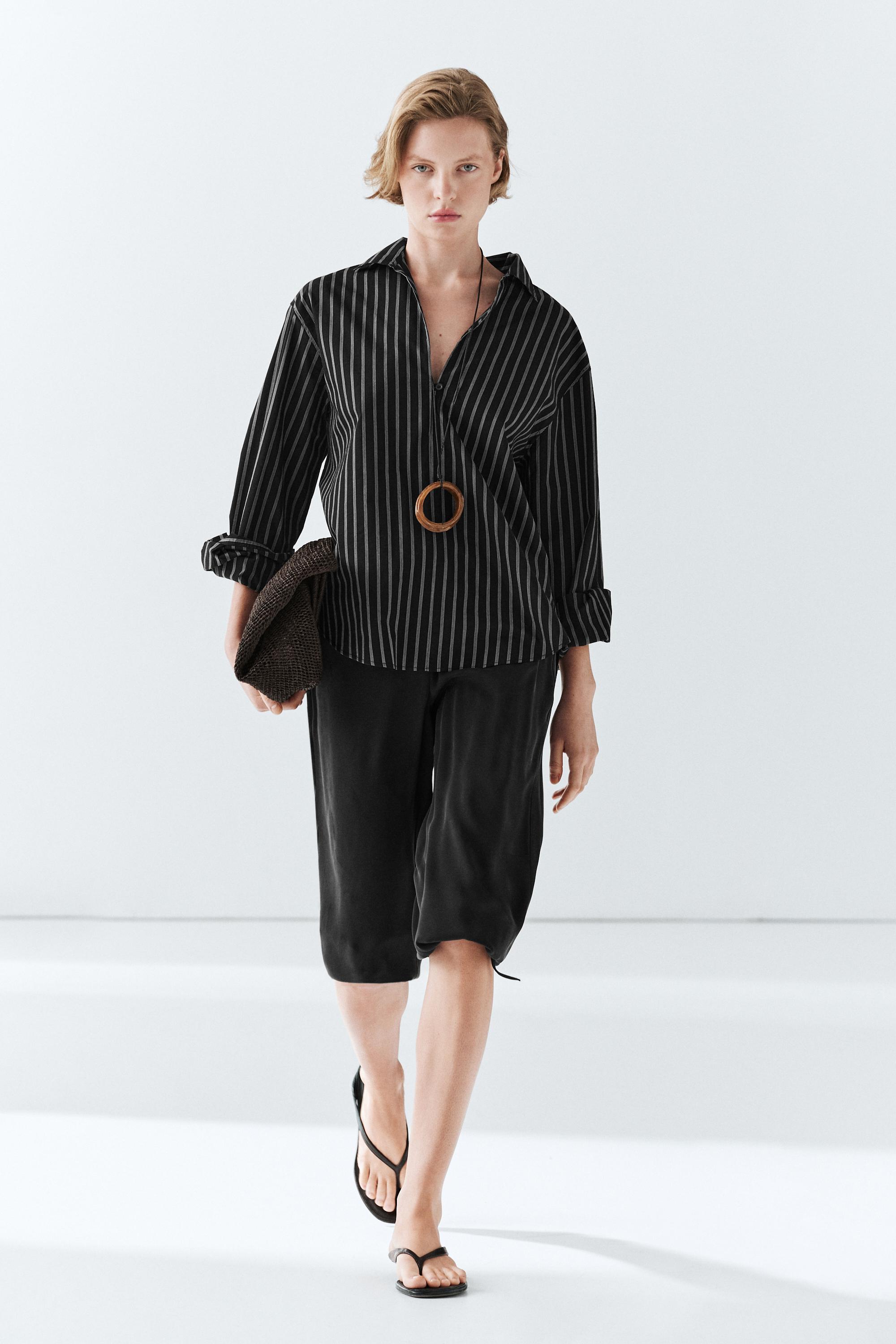 Striped cotton blend shirt