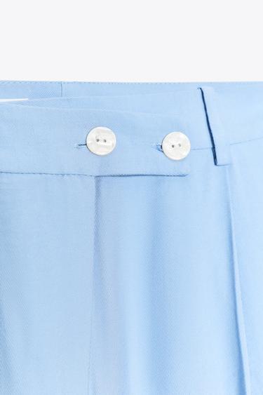 PANTALON LARGE À PINCES - Bleu ciel de Zara - Image 5