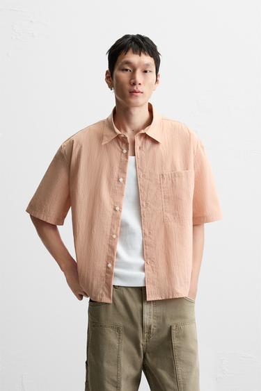 STRIPED CROPPED FIT SHIRT - Salmon by Zara - Image 1