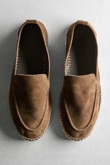 Zara Leather espadrilles with moc toe - taupe brown - Image 0