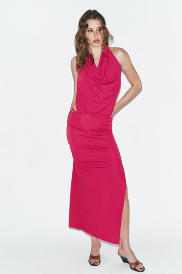 VESTIDO FLUIDO CUT OUT - Fucsia de Zara