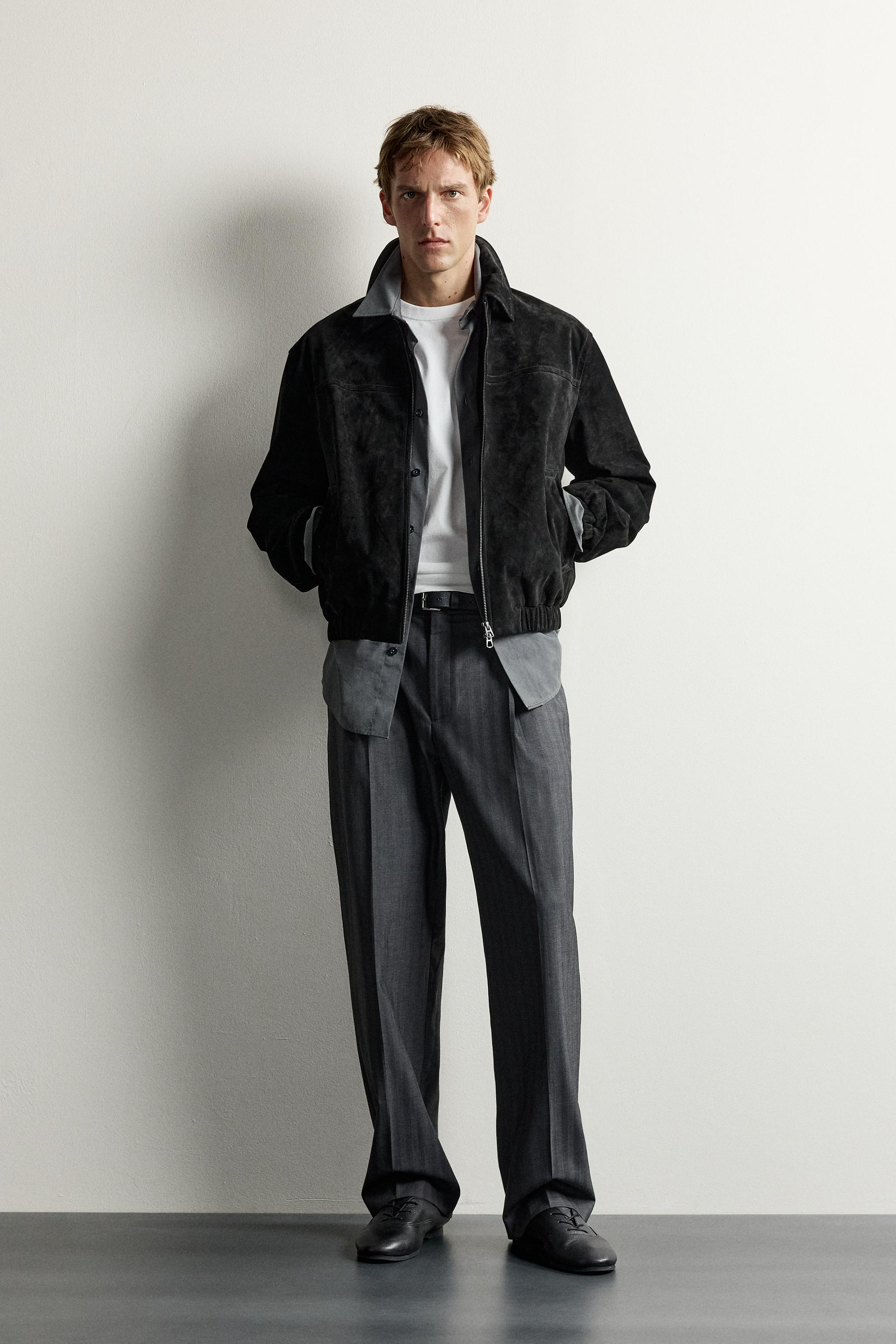 Мужские куртки Zara SUEDE LEATHER JACKET