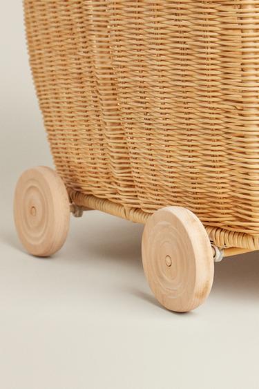 RATTAN TROLLEY WITH WHEELS - Light beige by Zara - Image 4