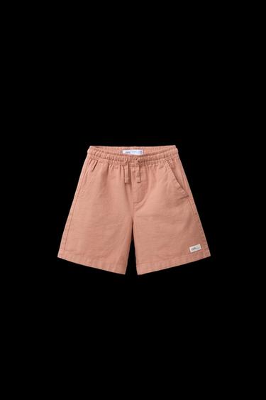 COTTON BERMUDA SHORTS WITH LABEL - Russet by Zara - Image 0
